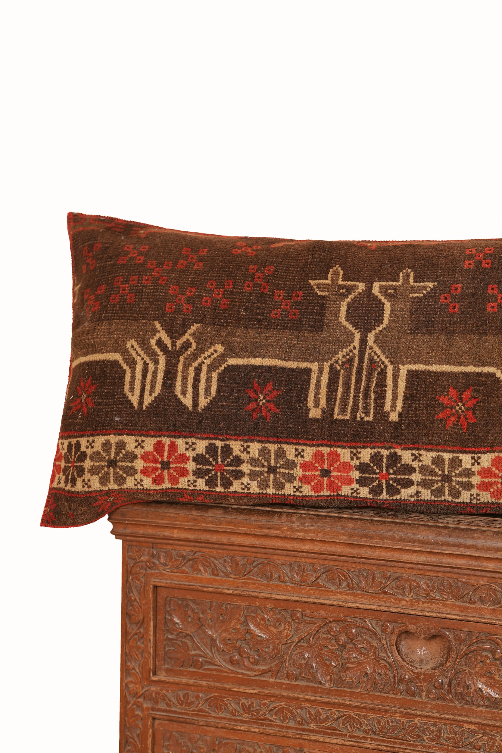 Vintage Turkmen Lumbar Cushion Rug 3'3" x 1'5"