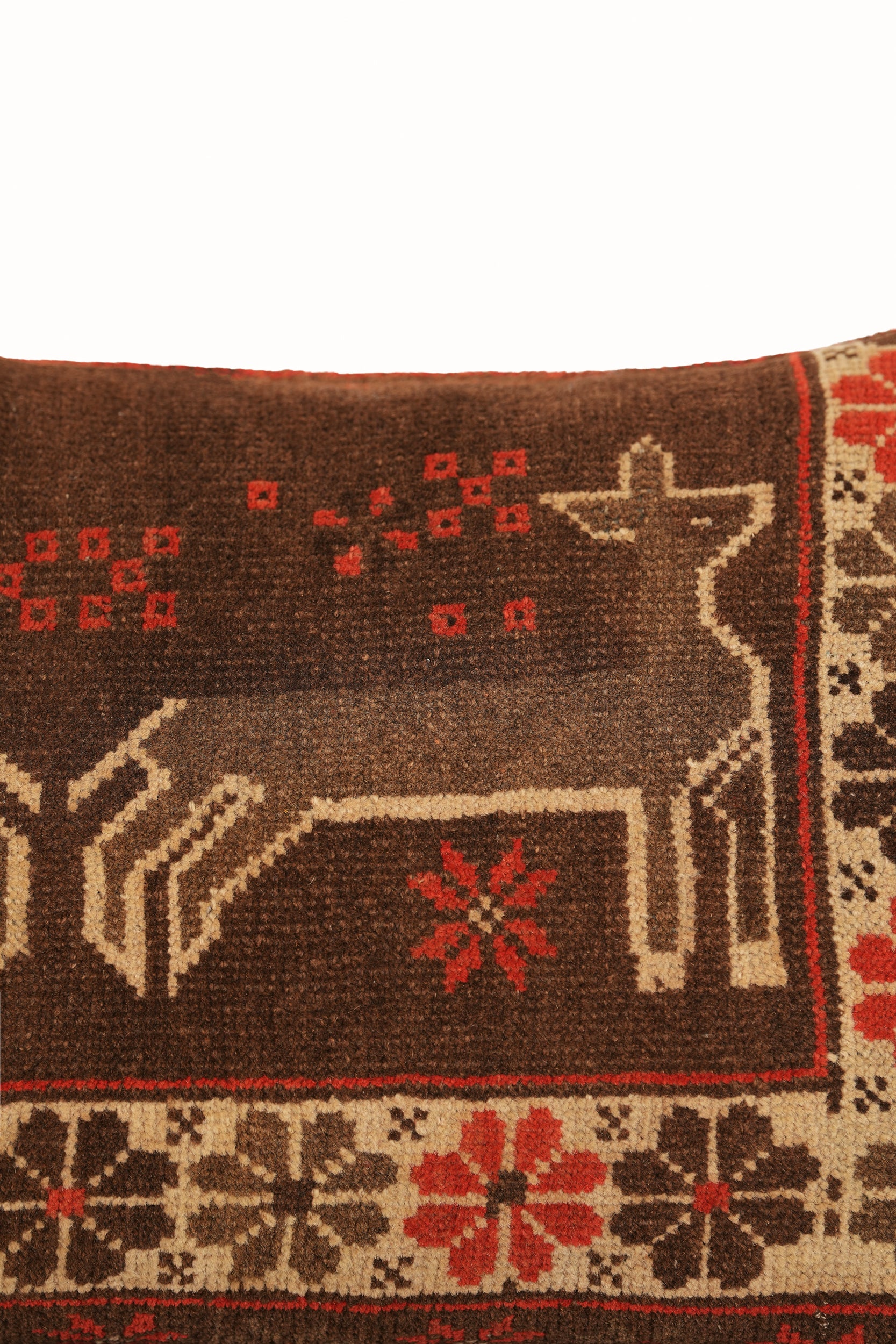 Vintage Turkmen Lumbar Cushion Rug 3'3" x 1'5"