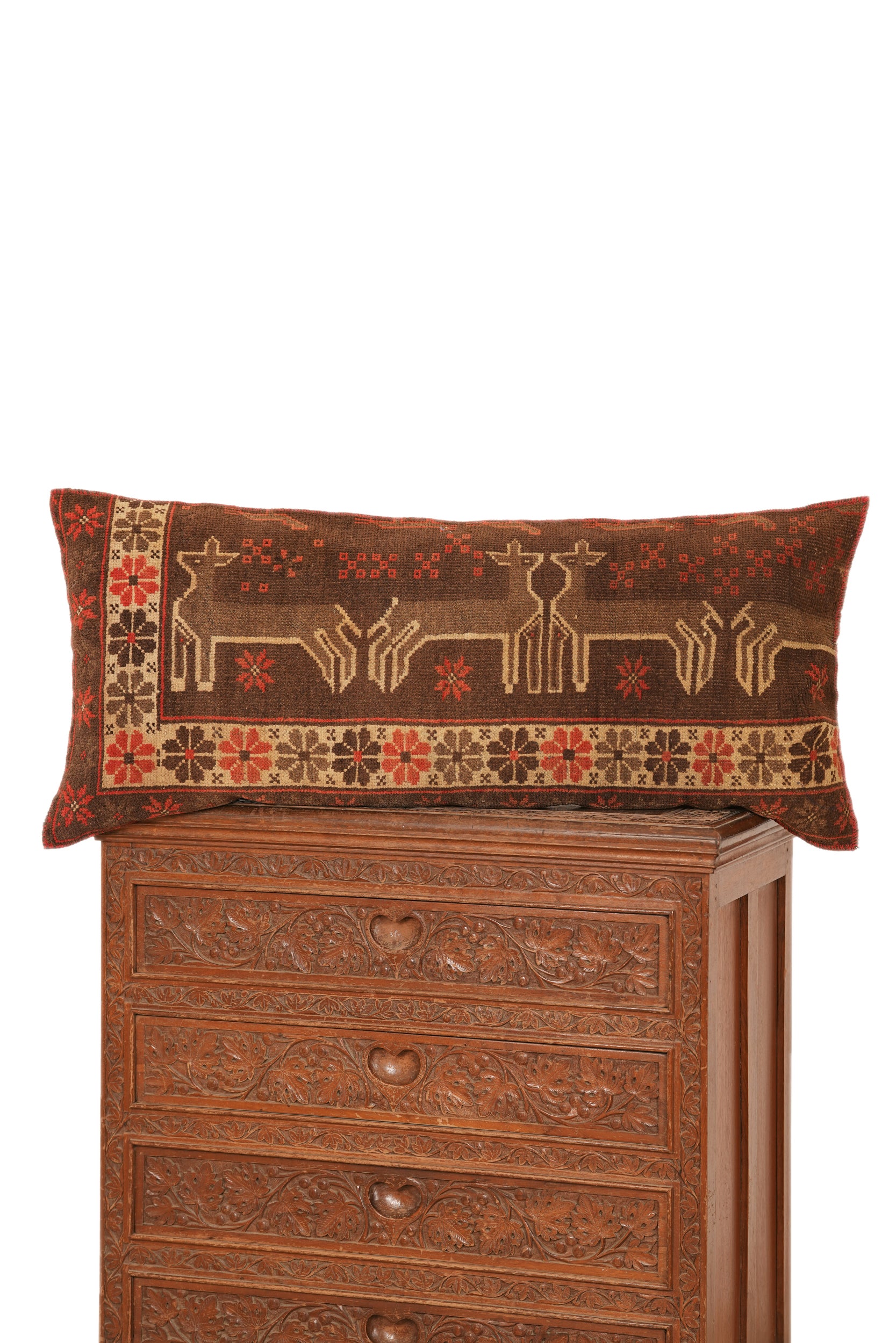 Vintage Turkmen Lumbar Cushion Rug 3'2" x 1'6"