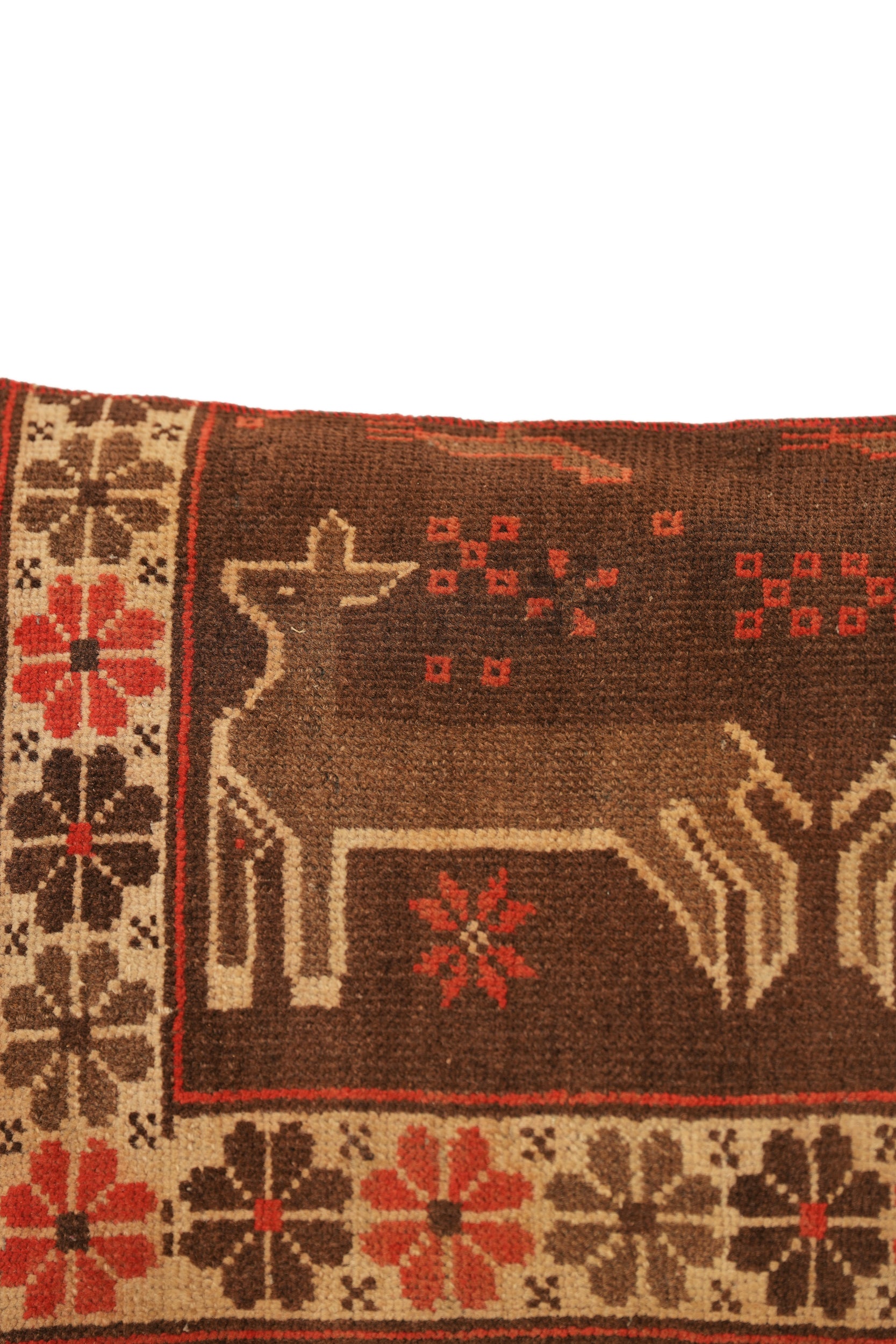 Vintage Turkmen Lumbar Cushion Rug 3'2" x 1'6"