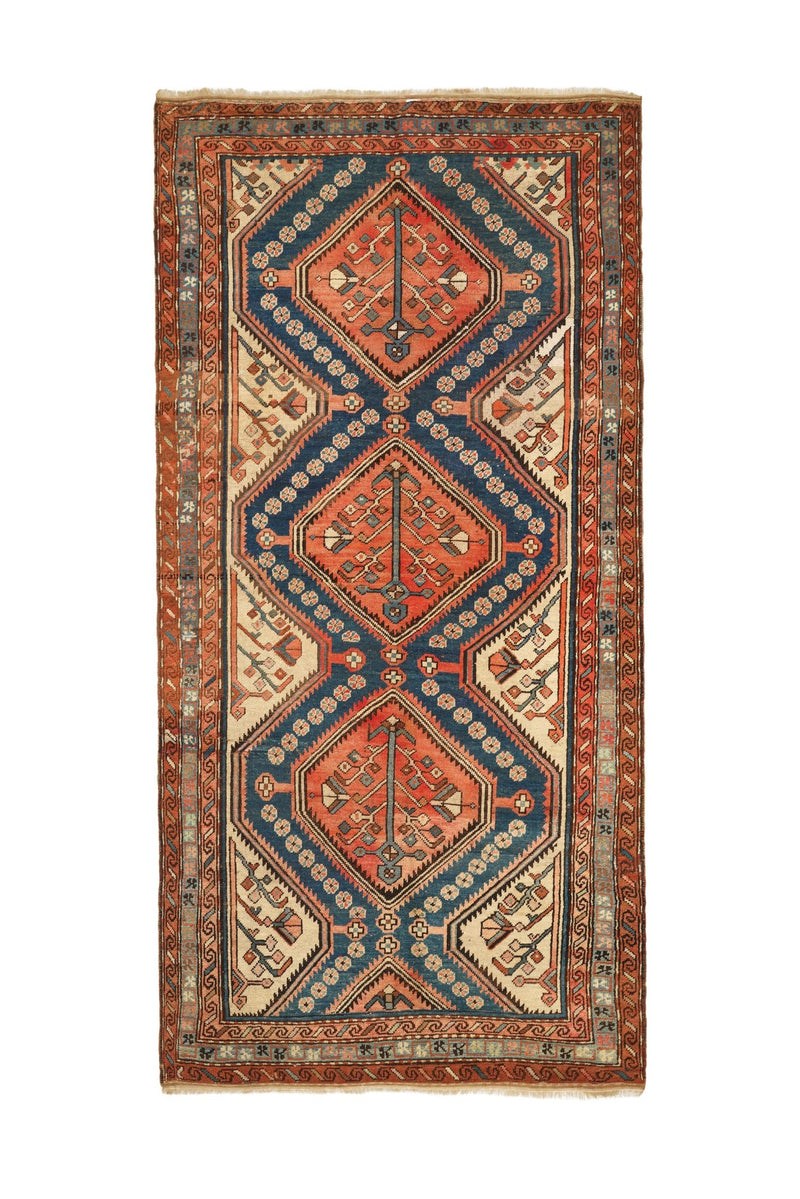 Antique Caucasian Kazak Rug '9 x 4'4"