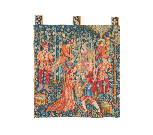 Vintage European Medieval Jacuard Tapestry 2'4" x 2'2"