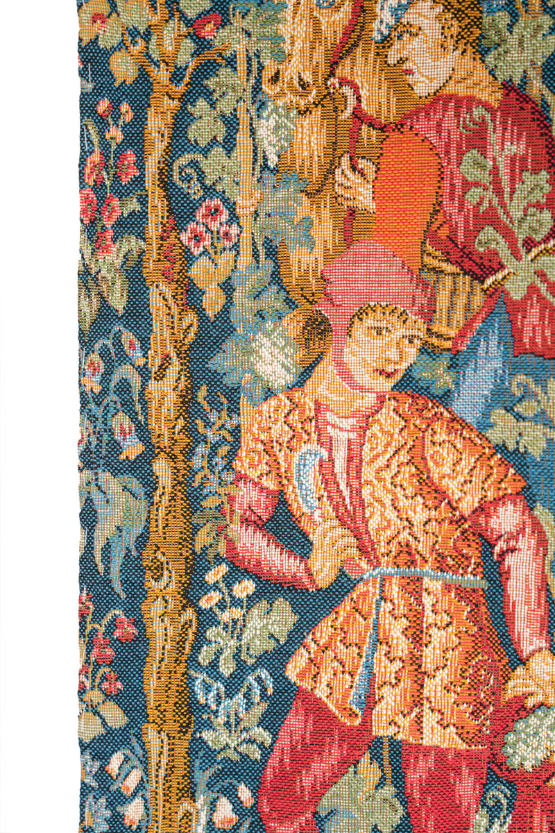 Vintage European Medieval Jacuard Tapestry 2'4" x 2'2"