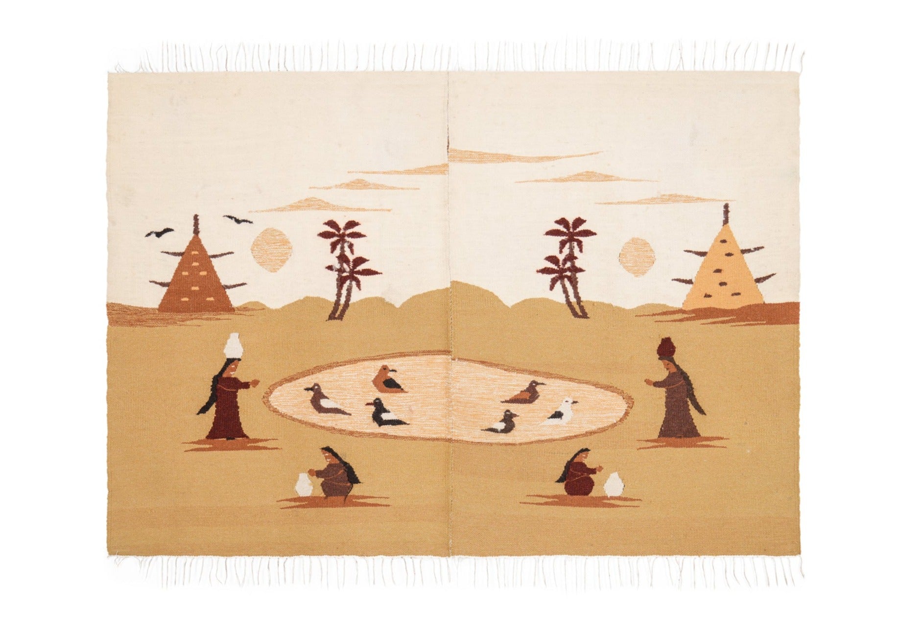 Vintage Egyptian Harraniya Tapestry 5'1" x 3'6"