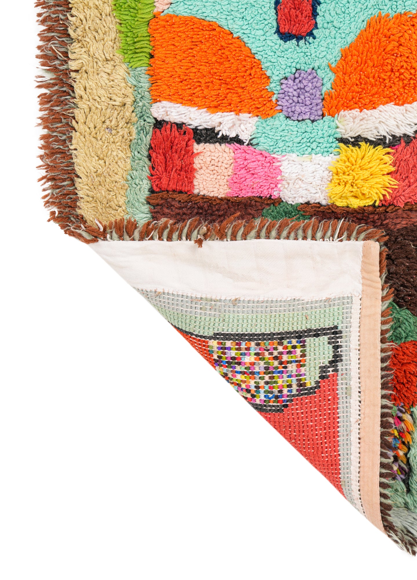 Vintage Scandinavian Clown Rag Rug 4'6" x 2'3"