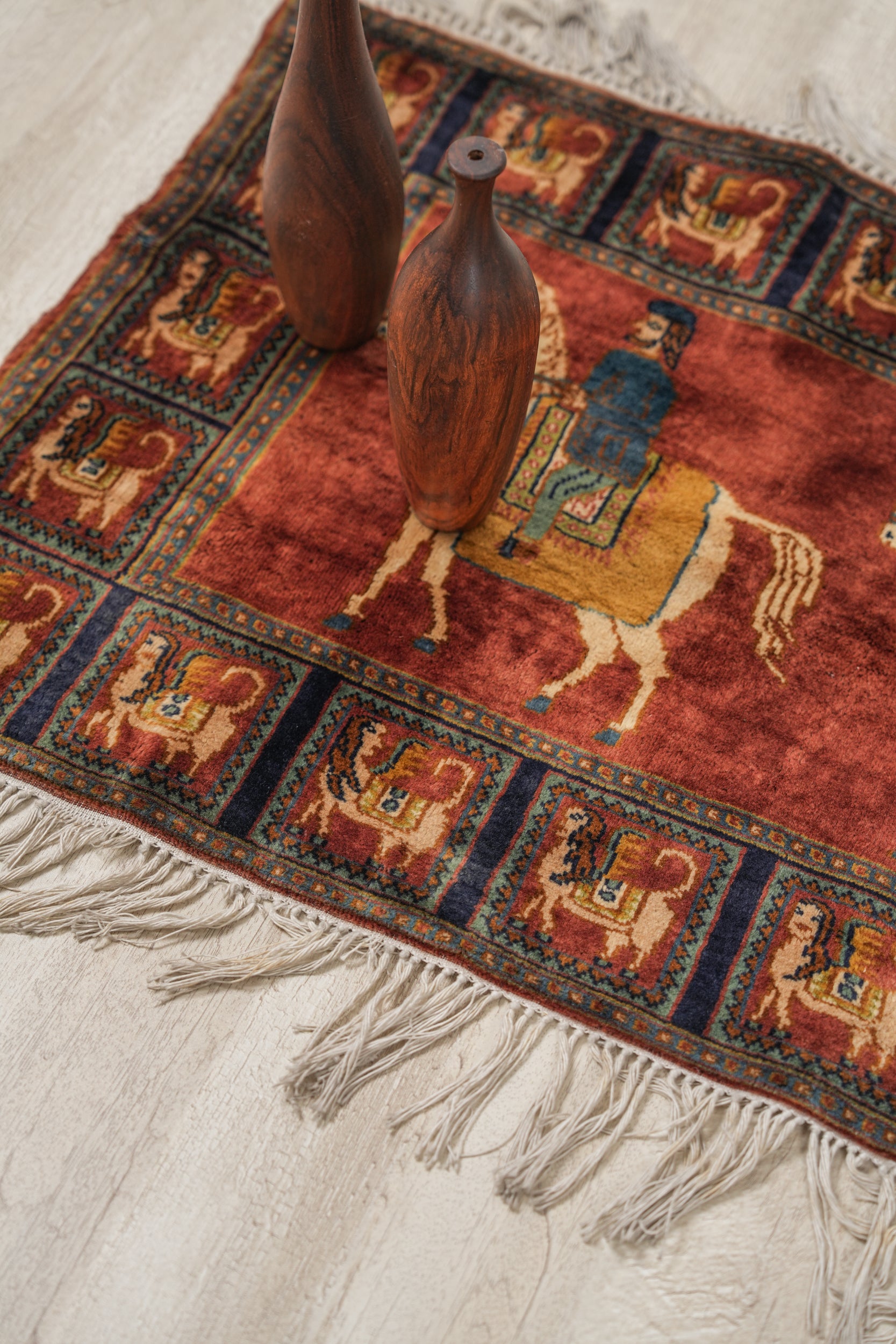 Vintage Kashmiri Tapestry Rug 4'10" x 1'10"