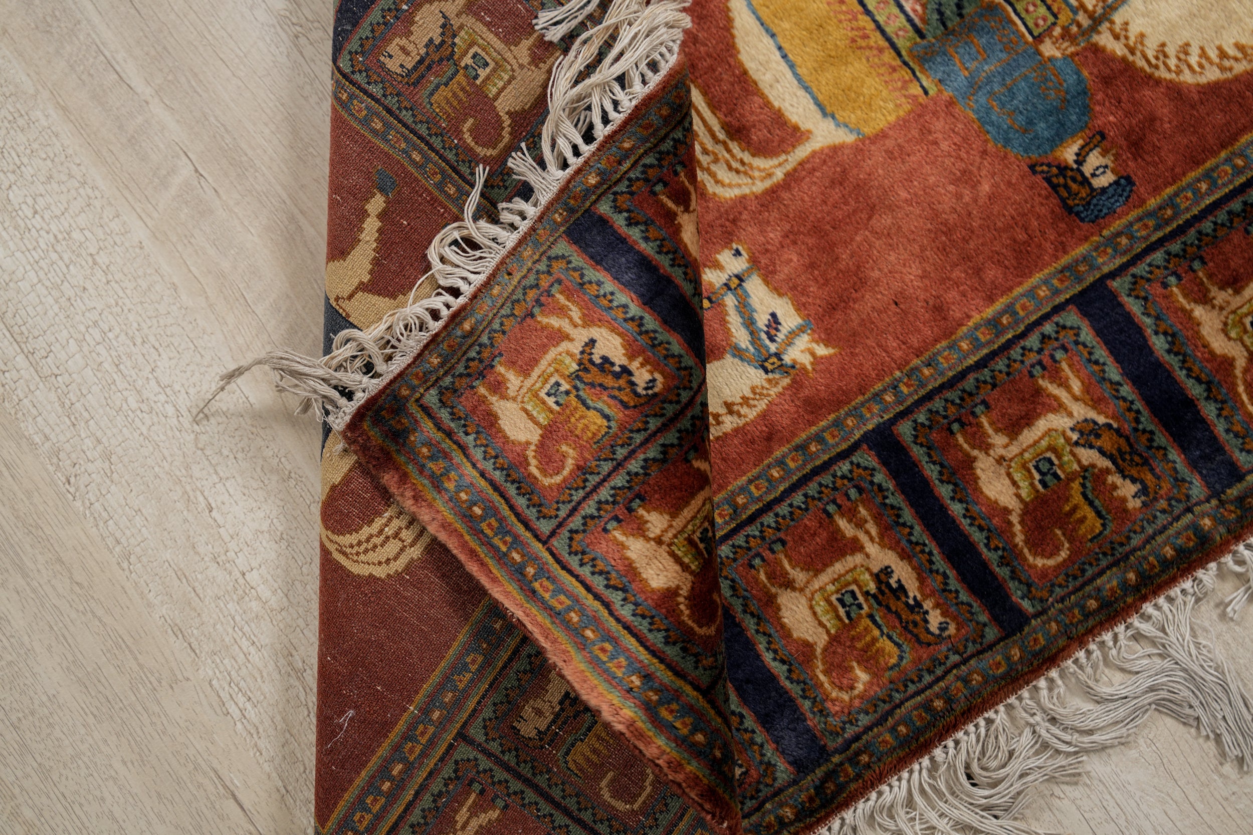 Vintage Kashmiri Tapestry Rug 4'10" x 1'10"