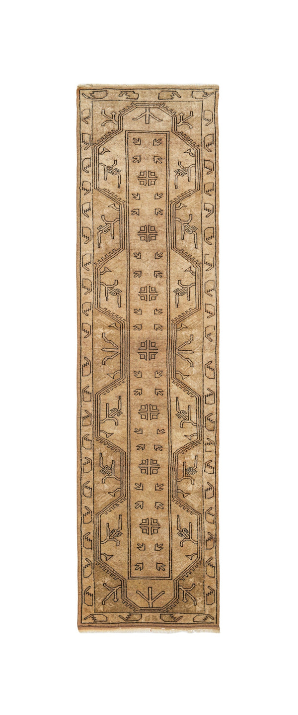 Vintage Turkish Milas Runner Rug 9'8" X 2'7"