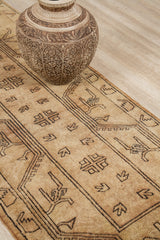 Vintage Turkish Milas Runner Rug 9'8" X 2'7"