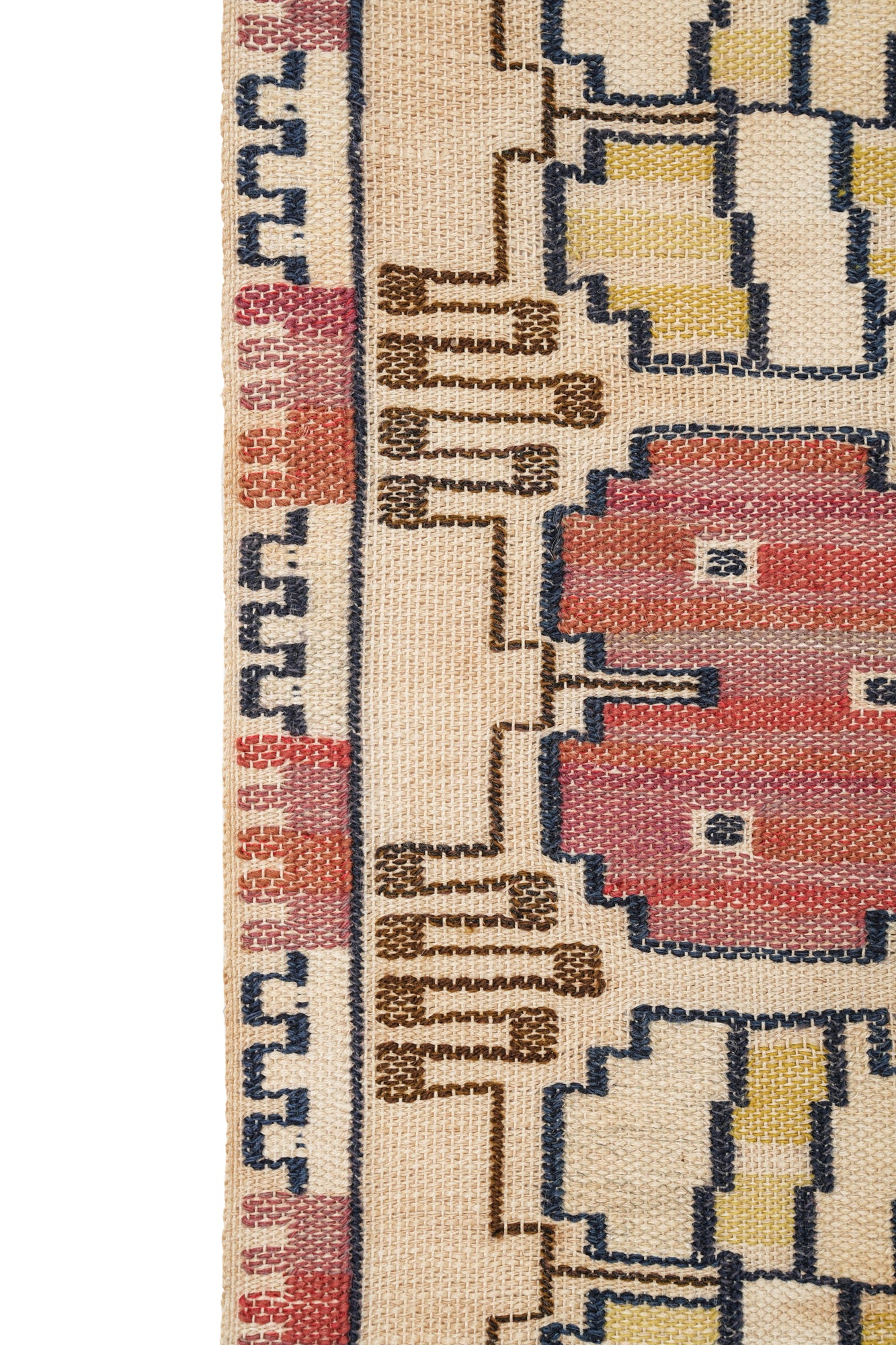 Antique Swedish Grodblad röd Textile 2'10" x 1'