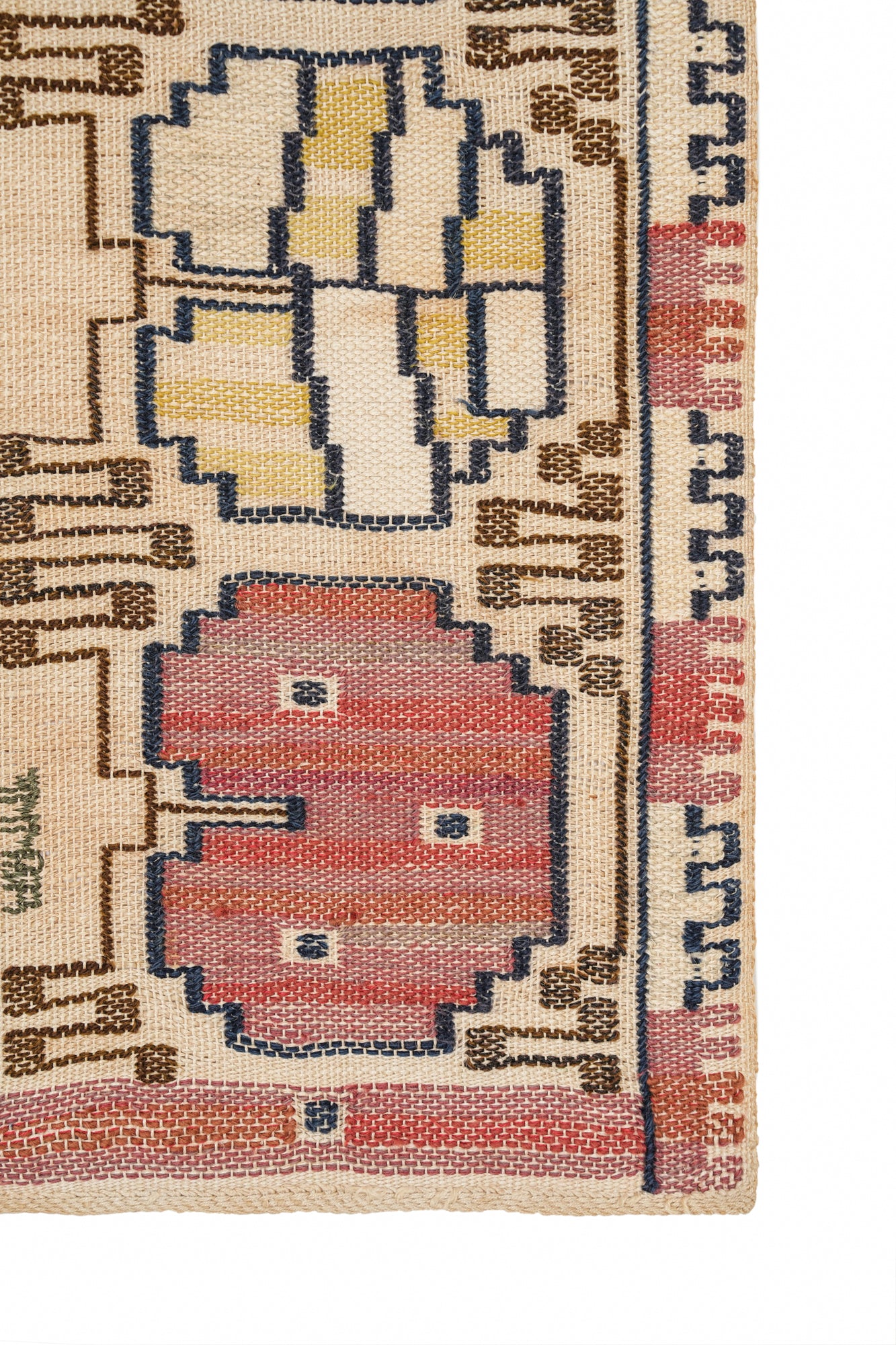 Antique Swedish Grodblad röd Textile 2'10" x 1'