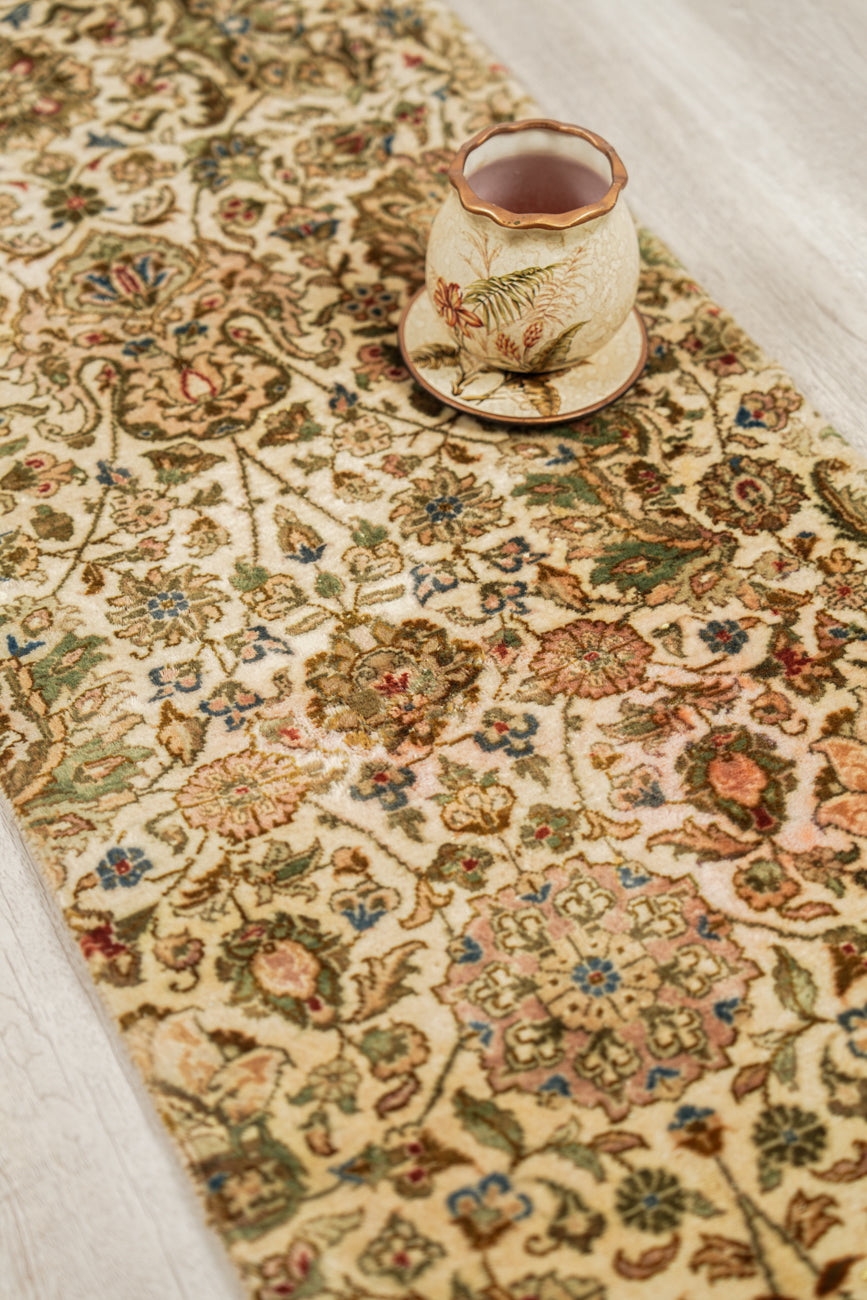 Vintage Kashmiri floral Rug 6'7" x 1'7"