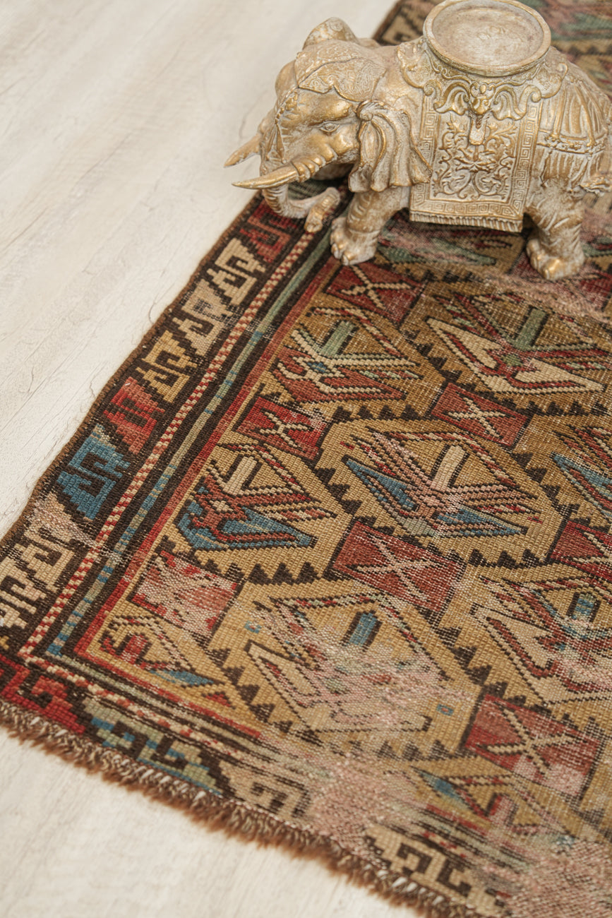 Antique Caucasian Kuba Rug 3'10" X 2'10"