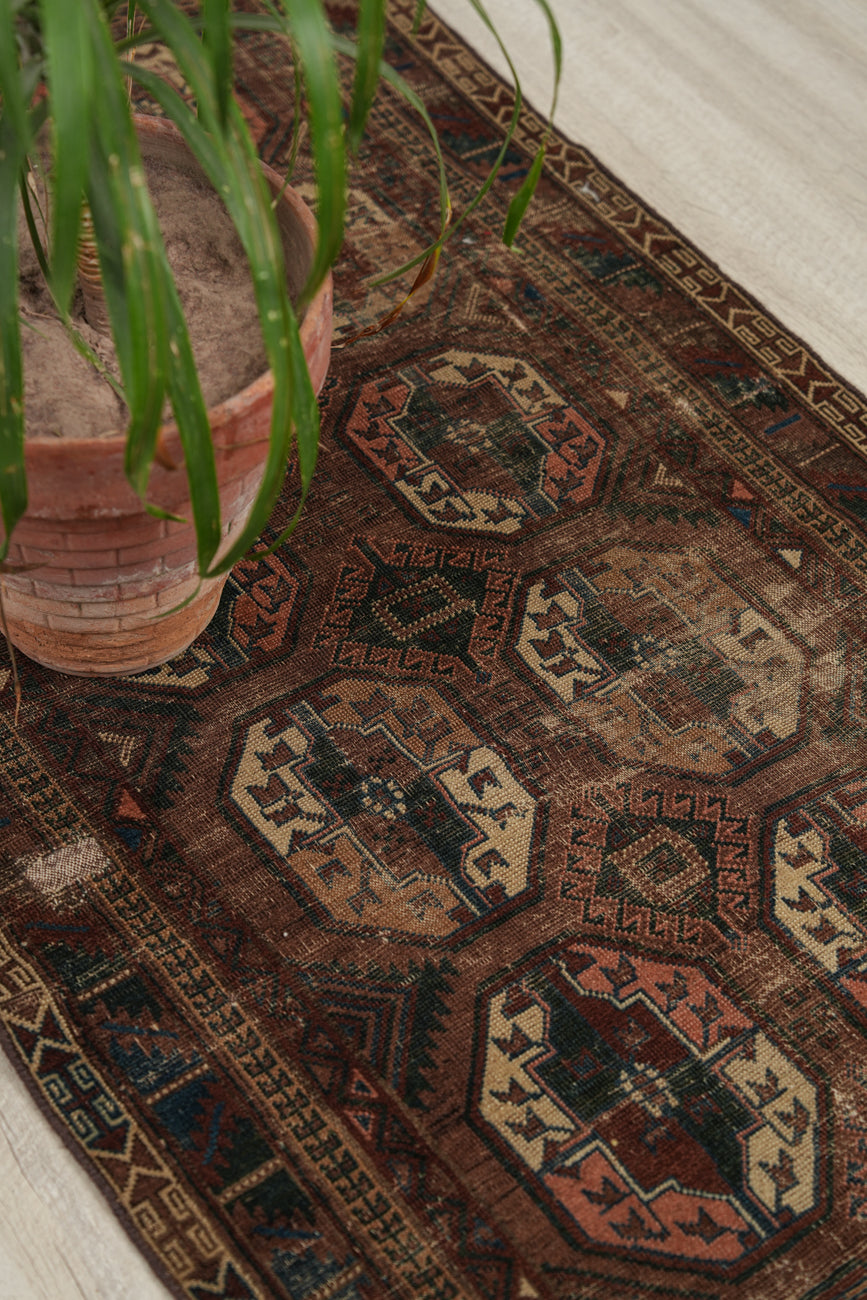 Vintage Turkmen Rug 5'9" x 3'