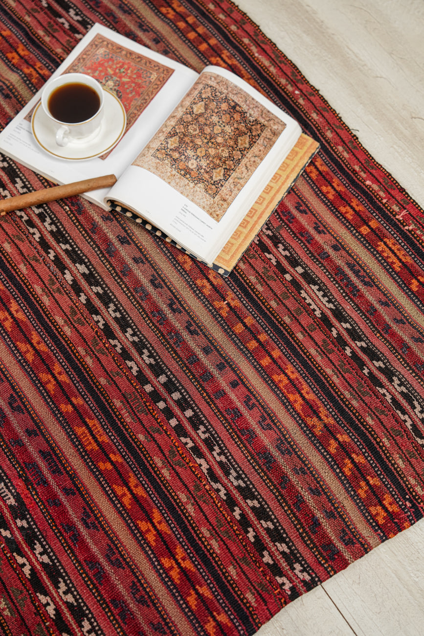 Antique Turkmen Jajim Kilim 6'1" x 5'5"