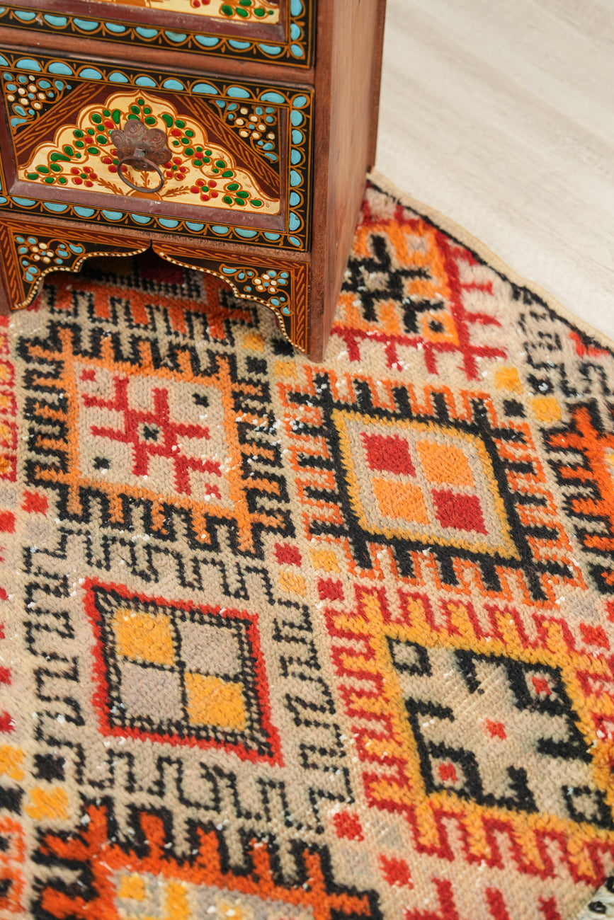 Vintage Moroccan Rug 4'2" x 2'9"