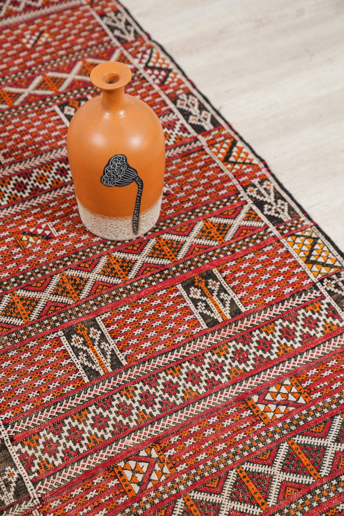 Vintage Moroccan Berber hallway kilim 7'3" x 2'3"