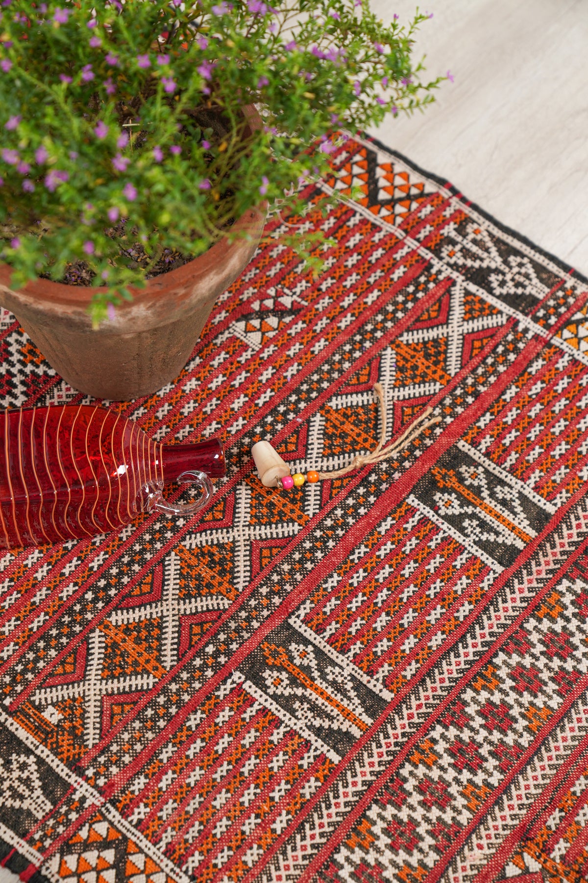 Vintage Moroccan Berber hallway kilim 7'3" x 2'3"