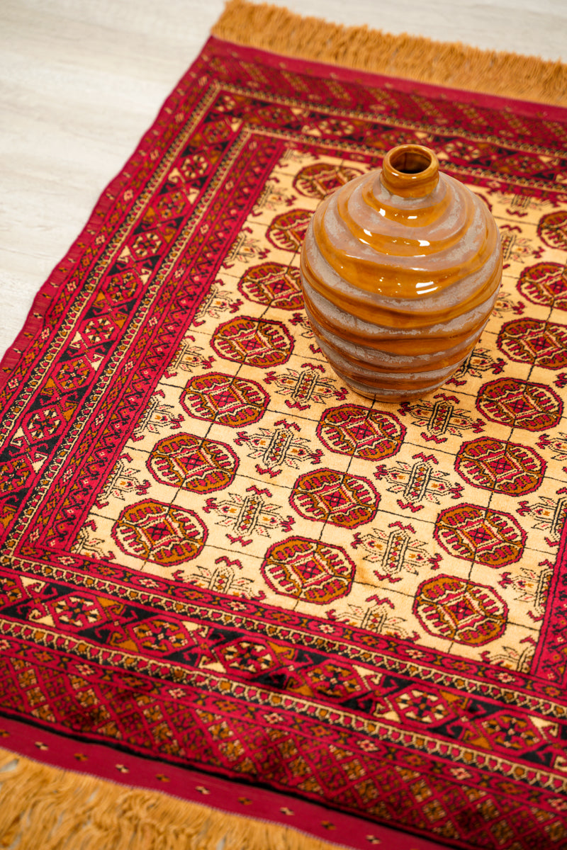 Vintage Silk Turkoman Double Side Rug 2'10" x 2'1"