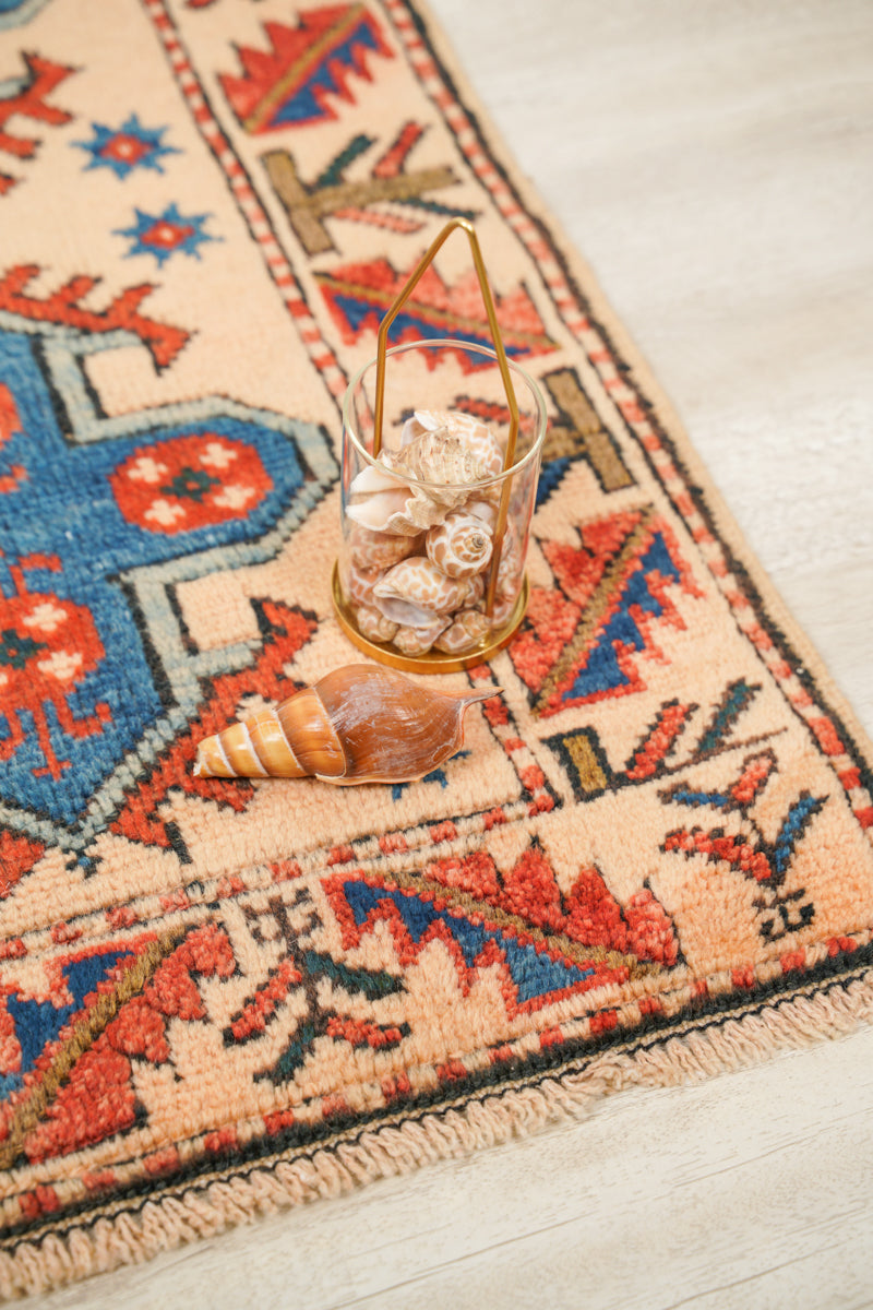 vintage turkish kazak rug 3' x 2'
