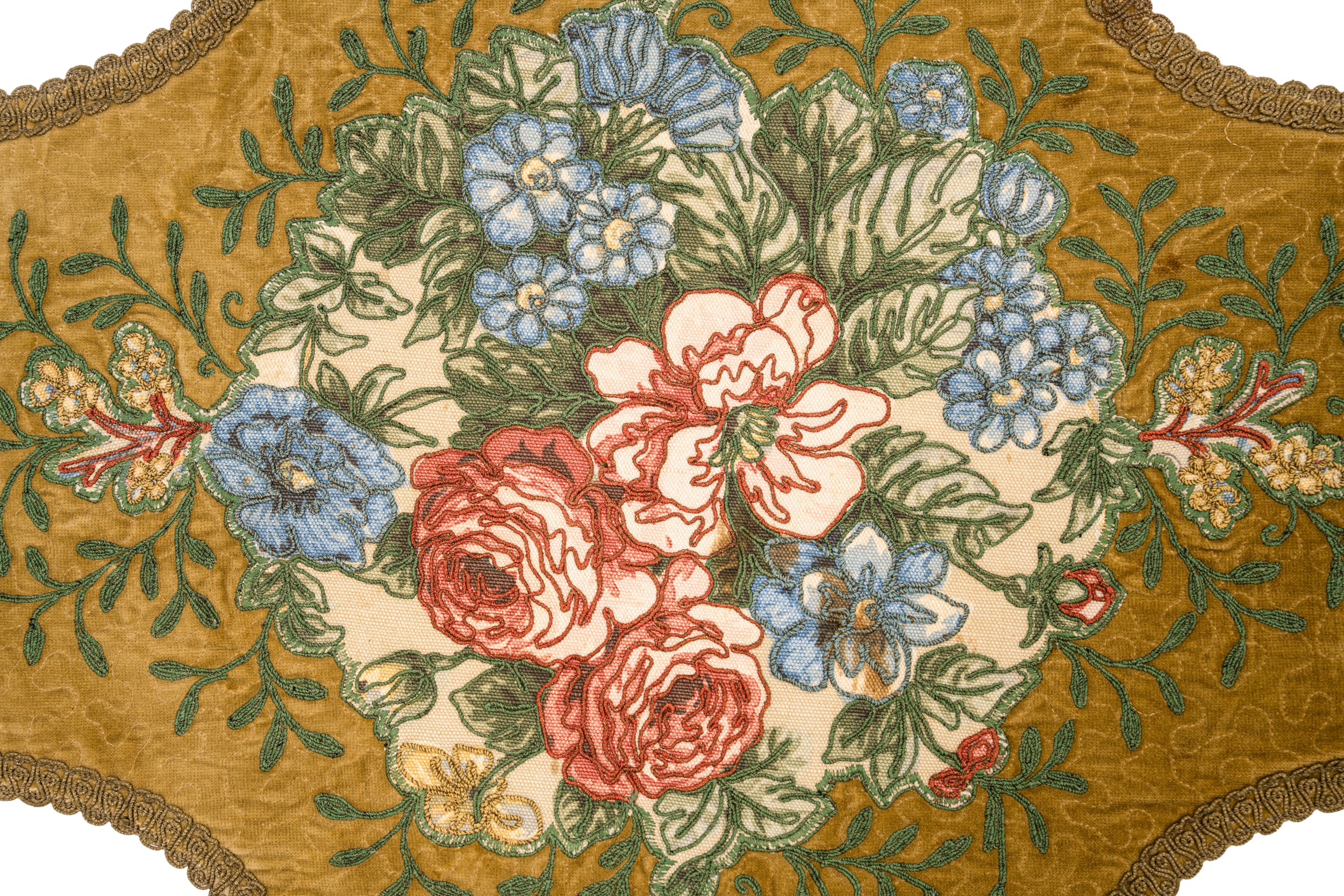 Antique Belgian ecclesiastical doily embroidery 2'1" x 2'1"