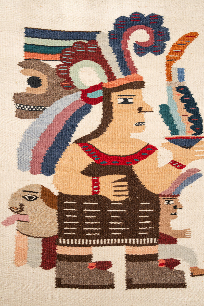 Vintage Aztec Tapestry 3'6" X 2'1"