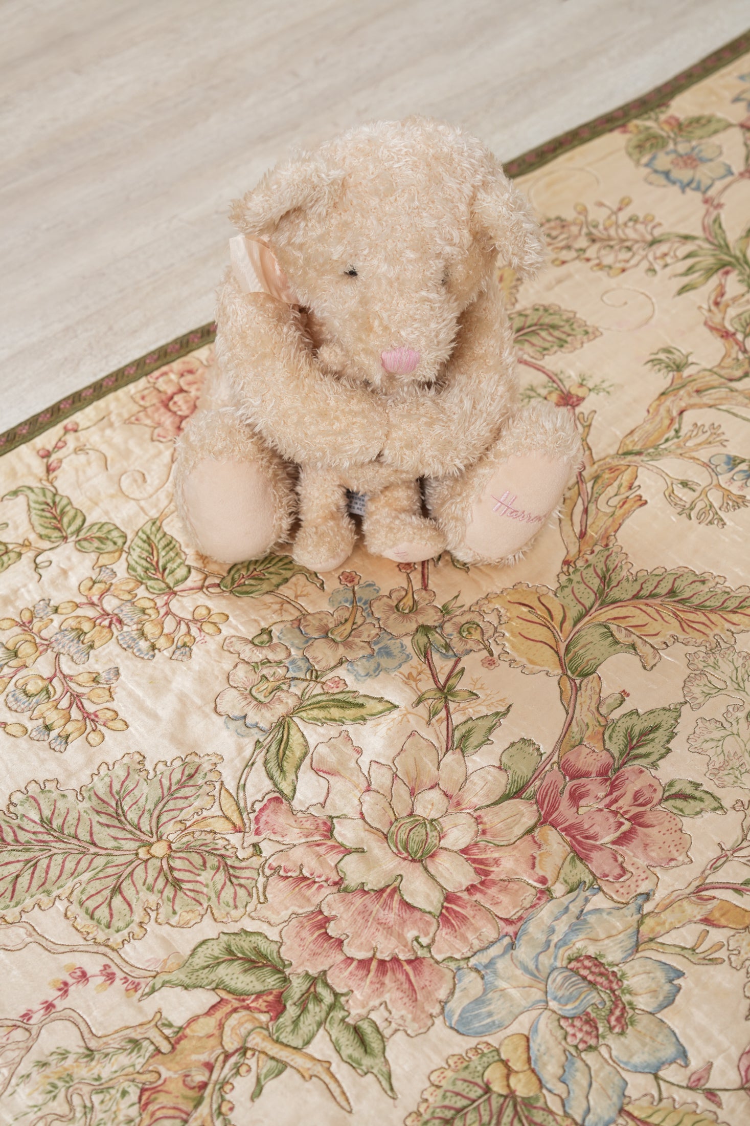 Vintage French Floral Loom Tapestry 4'8" x 3'5"