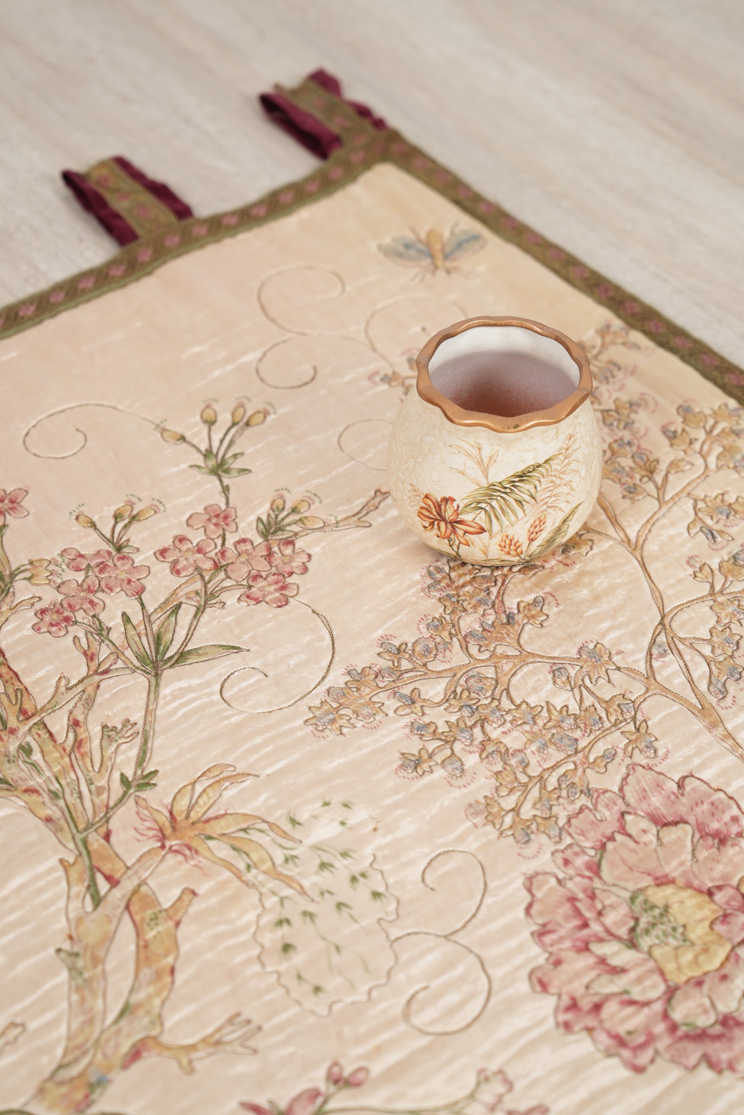 Vintage French Floral Loom Tapestry 4'8" x 3'5"