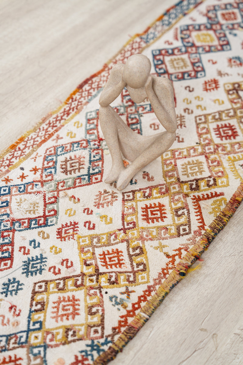 Vintage Turkish Cicim Yastik Kilim 4'9" x 1'2"