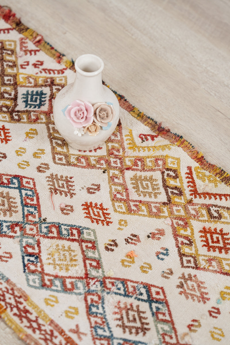 Vintage Turkish Cicim Yastik Kilim 4'9" x 1'2"