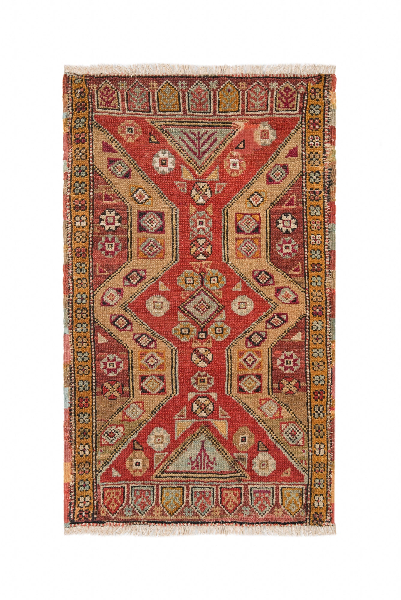 Antique Anatolian Dazkiri yastik Rug 2'10" x 1'9"