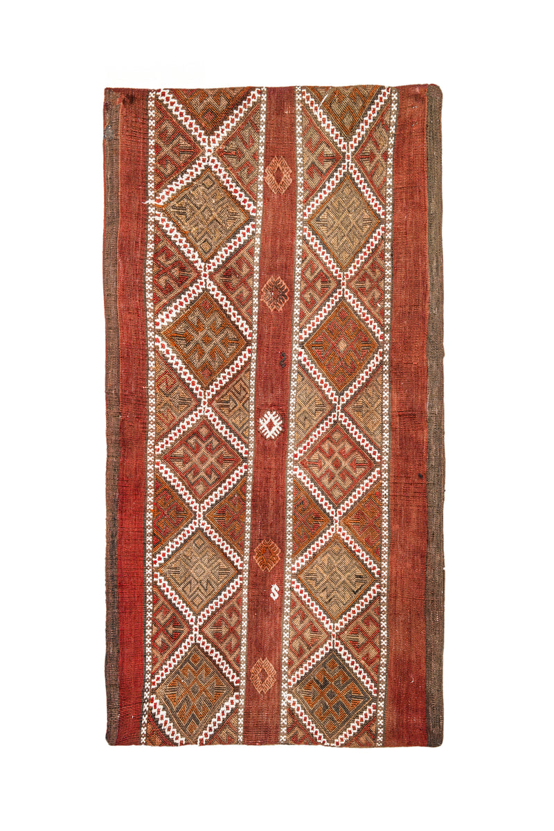 Vintage Turkish Lumbar Kilim Pillow 3'10" x 2'