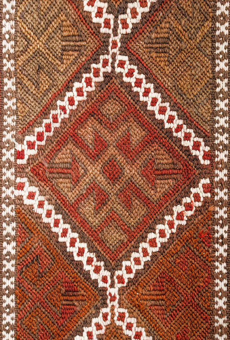 Vintage Turkish Lumbar Kilim Pillow 3'10" x 2'