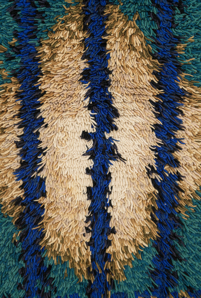 Vintage Scandinavian Rya Rug 4'7" x 2'7"