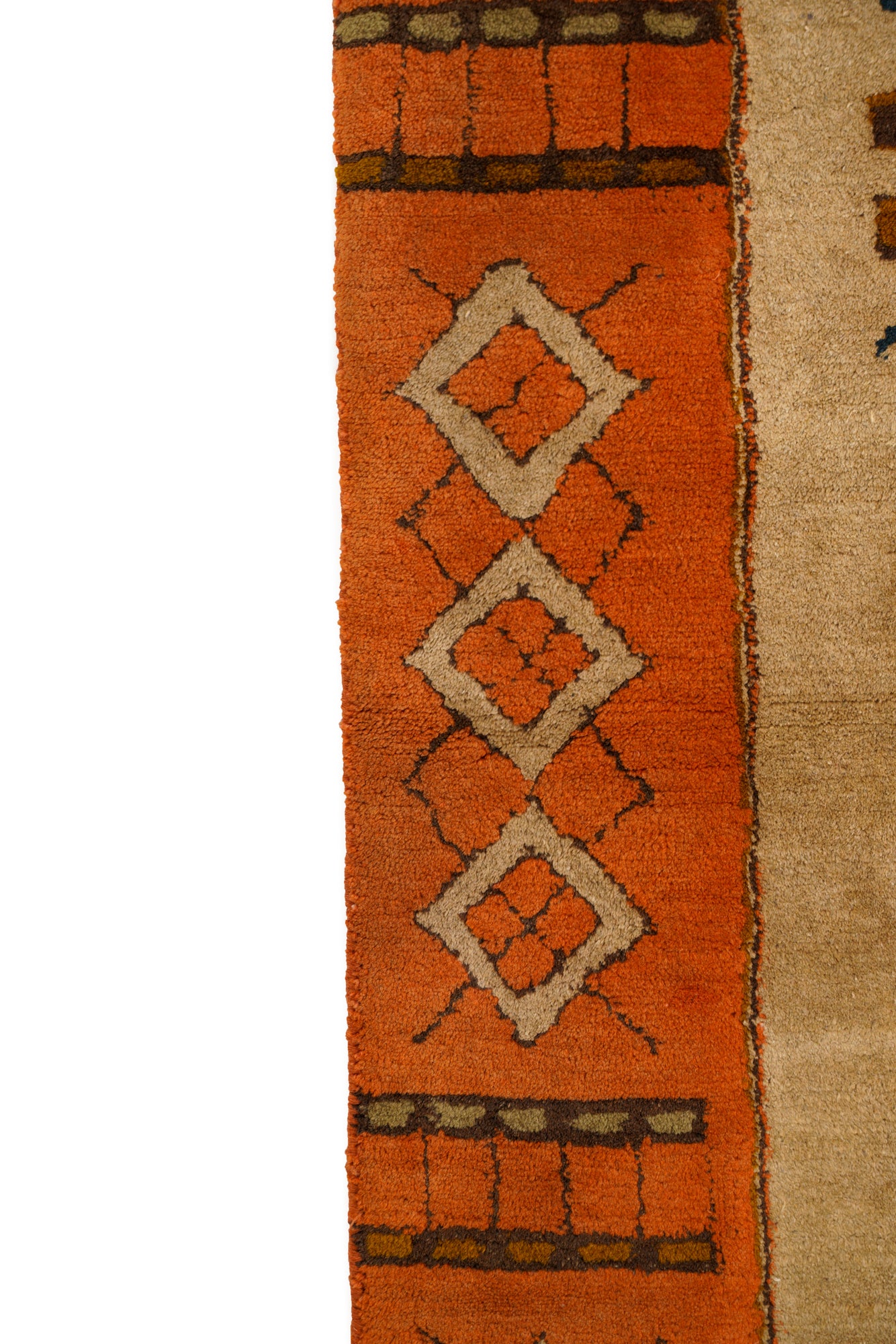 VINTAGE GERMAN HAND-HOOKED RUG 5'7" x 3'