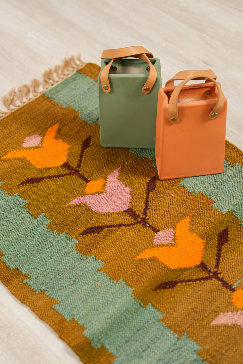 Vintage Polish Floral Kilim 3'3" x 1'8"
