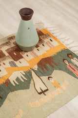 Vintage Egyptian FOLK Tapestry 3'10" X 2'5"