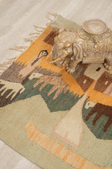 Vintage Egyptian FOLK Tapestry 3'10" X 2'5"