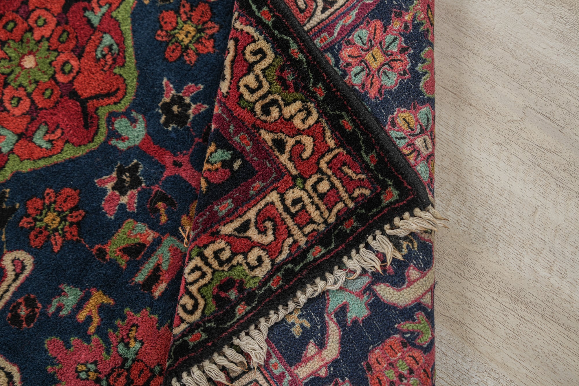 Antique Tetex German Kuba hook rug 5'8" x 3'