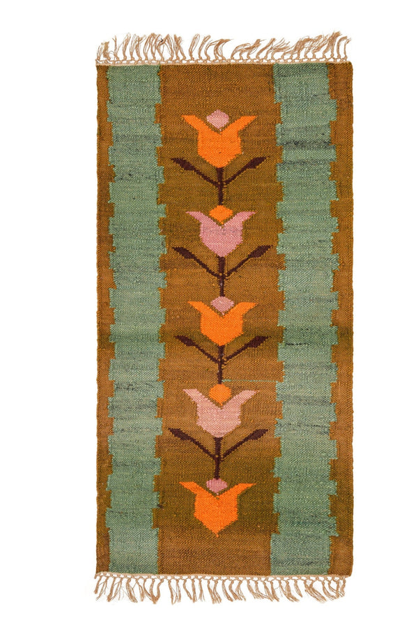 Vintage Polish Floral Kilim 3'3" x 1'8"
