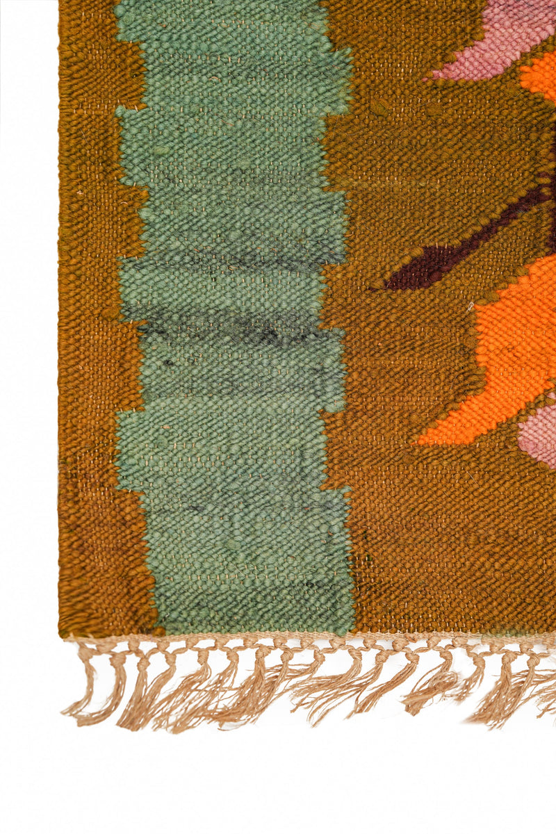 Vintage Polish Floral Kilim 3'3" x 1'8"