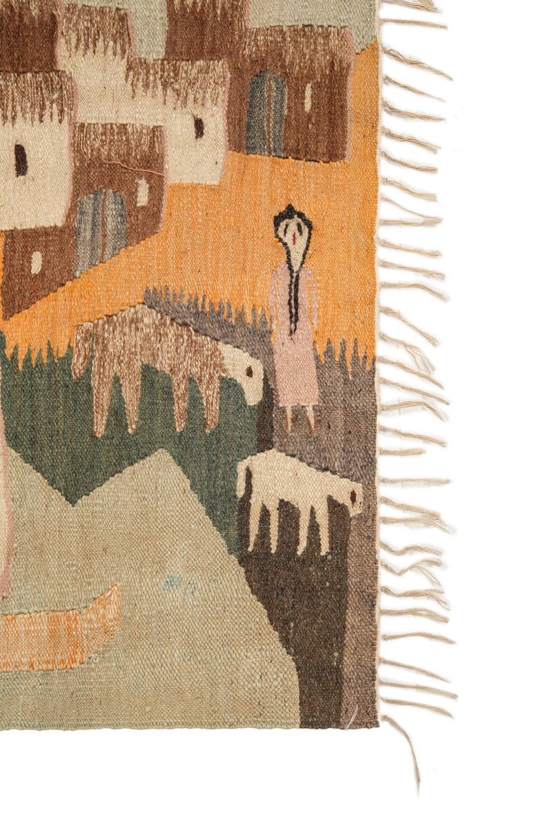 Vintage Egyptian FOLK Tapestry 3'10" X 2'5"