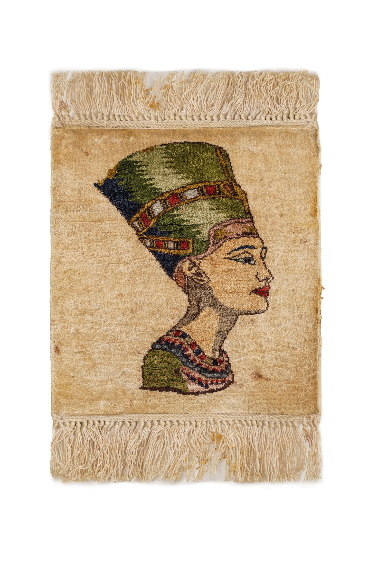 Vintage Egyptian Silk Nefertiti Rug 1' x 1'