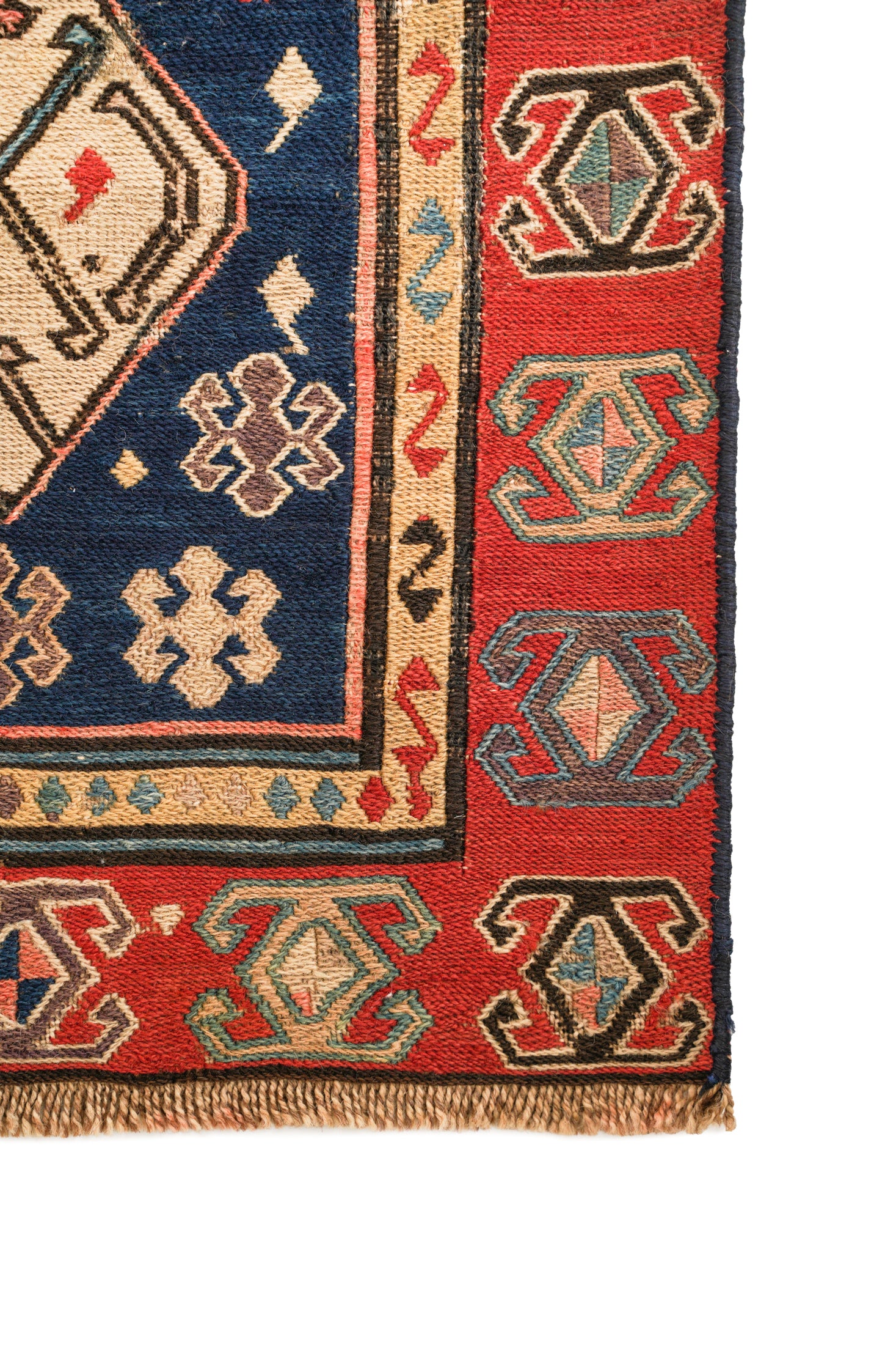 Antique caucasian Shahsavan soumak bagface 1'5" x 1'5"