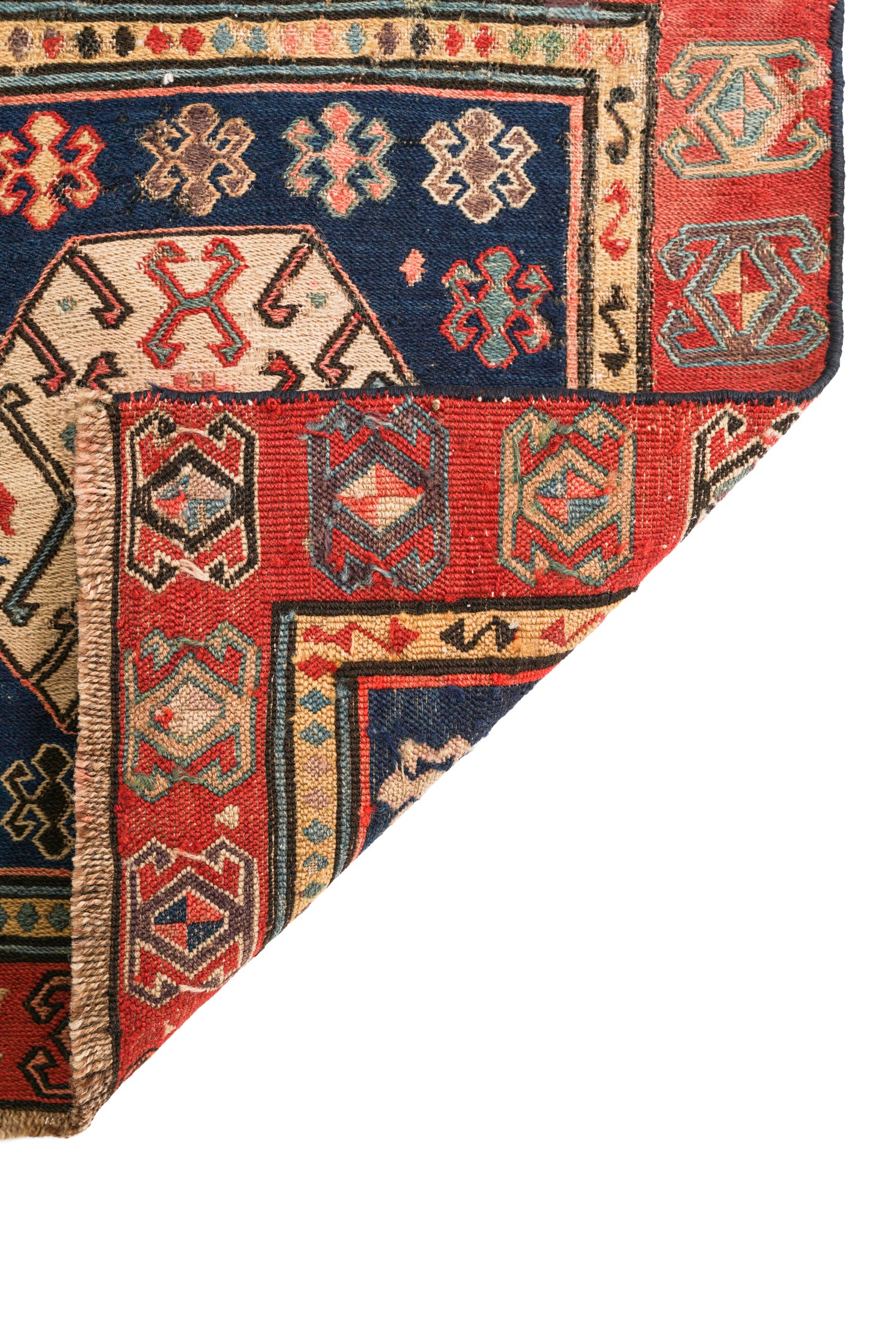 Antique caucasian Shahsavan soumak bagface 1'5" x 1'5"