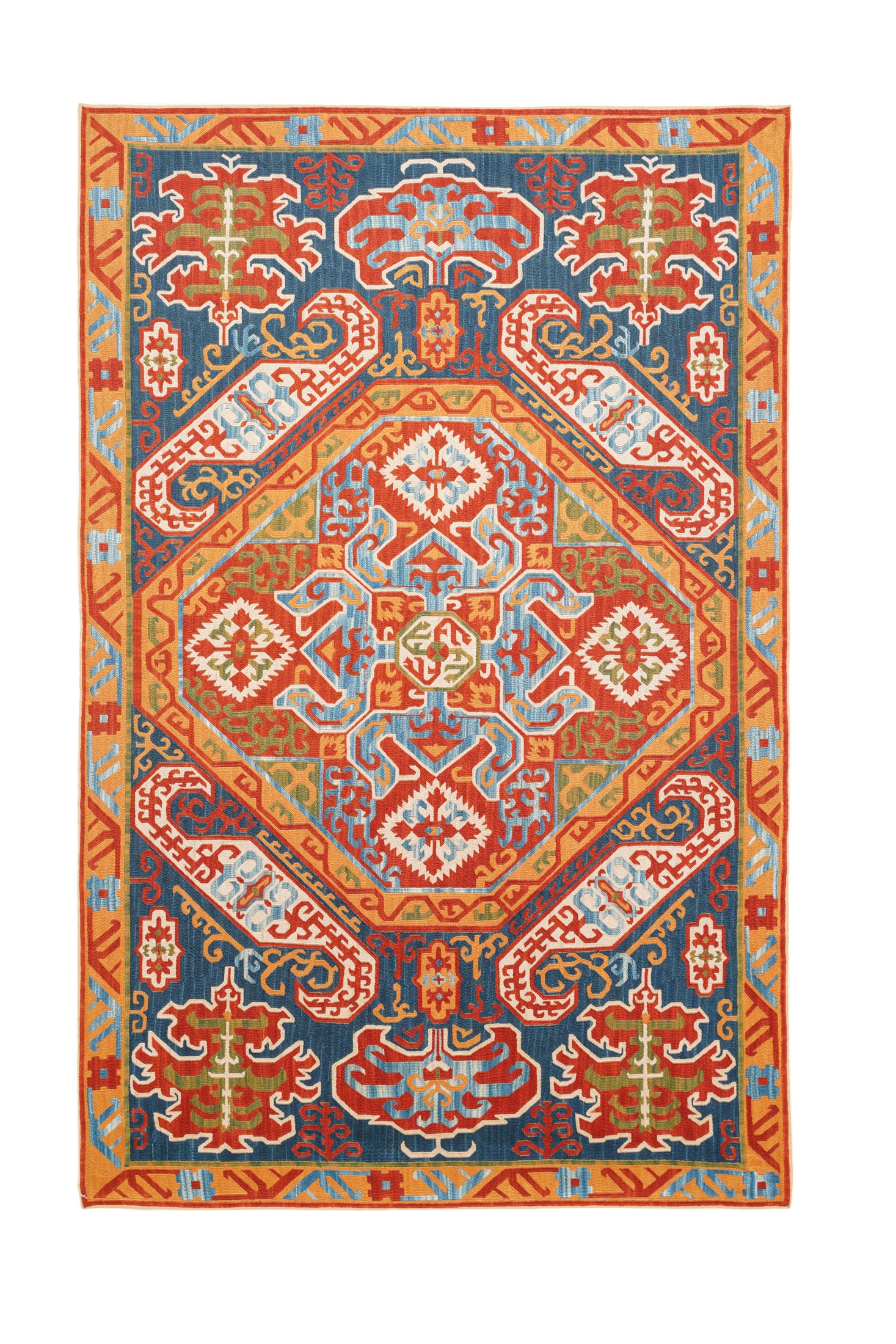 Vintage Dagestani Kaitag Silk Embroidery 3'7" x 2'3"