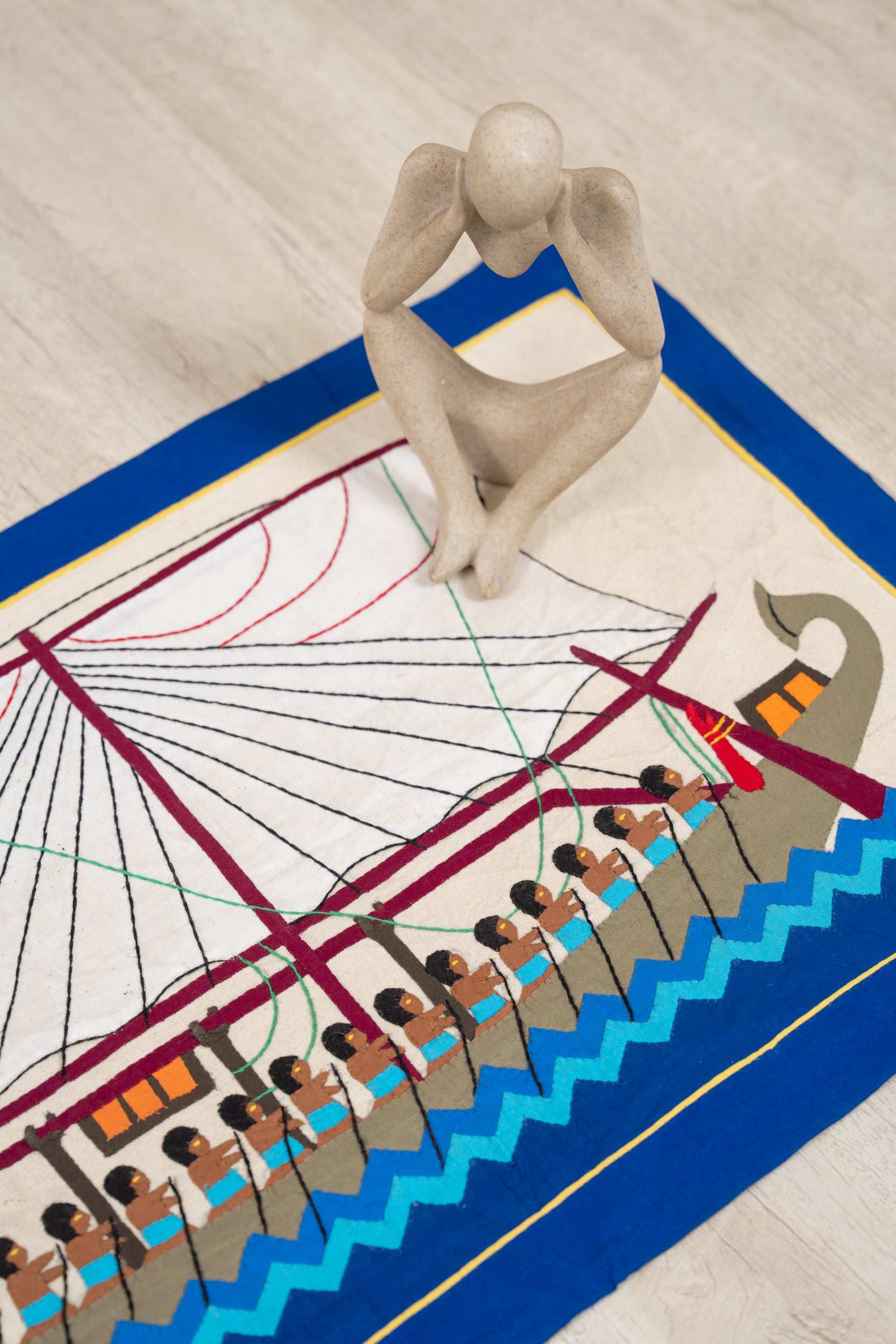 Vintage Egyptian Embroidered Tapestry 2'3" x 1'5"