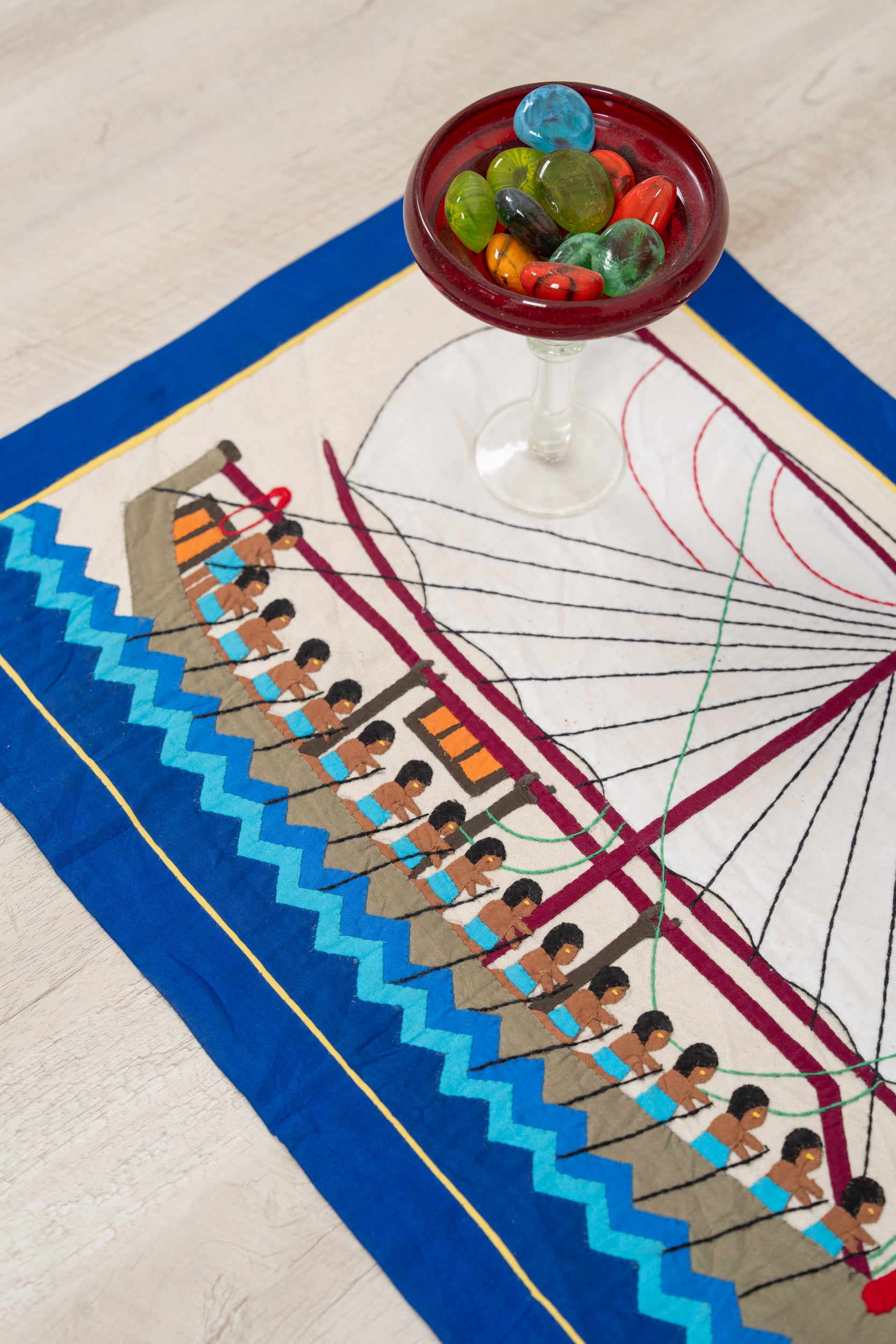 Vintage Egyptian Embroidered Tapestry 2'3" x 1'5"