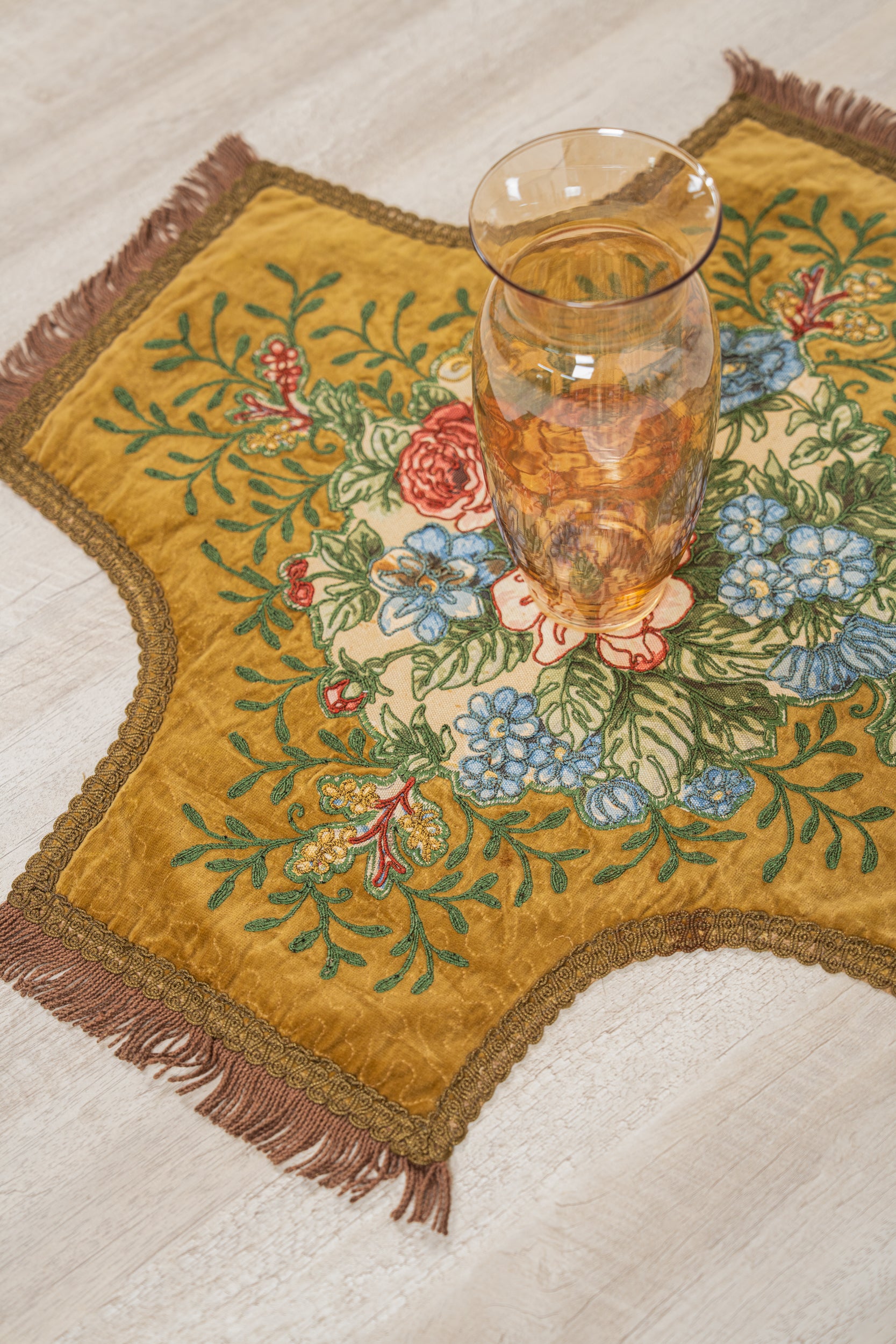 Antique Belgian ecclesiastical doily embroidery 2'1" x 2'1"