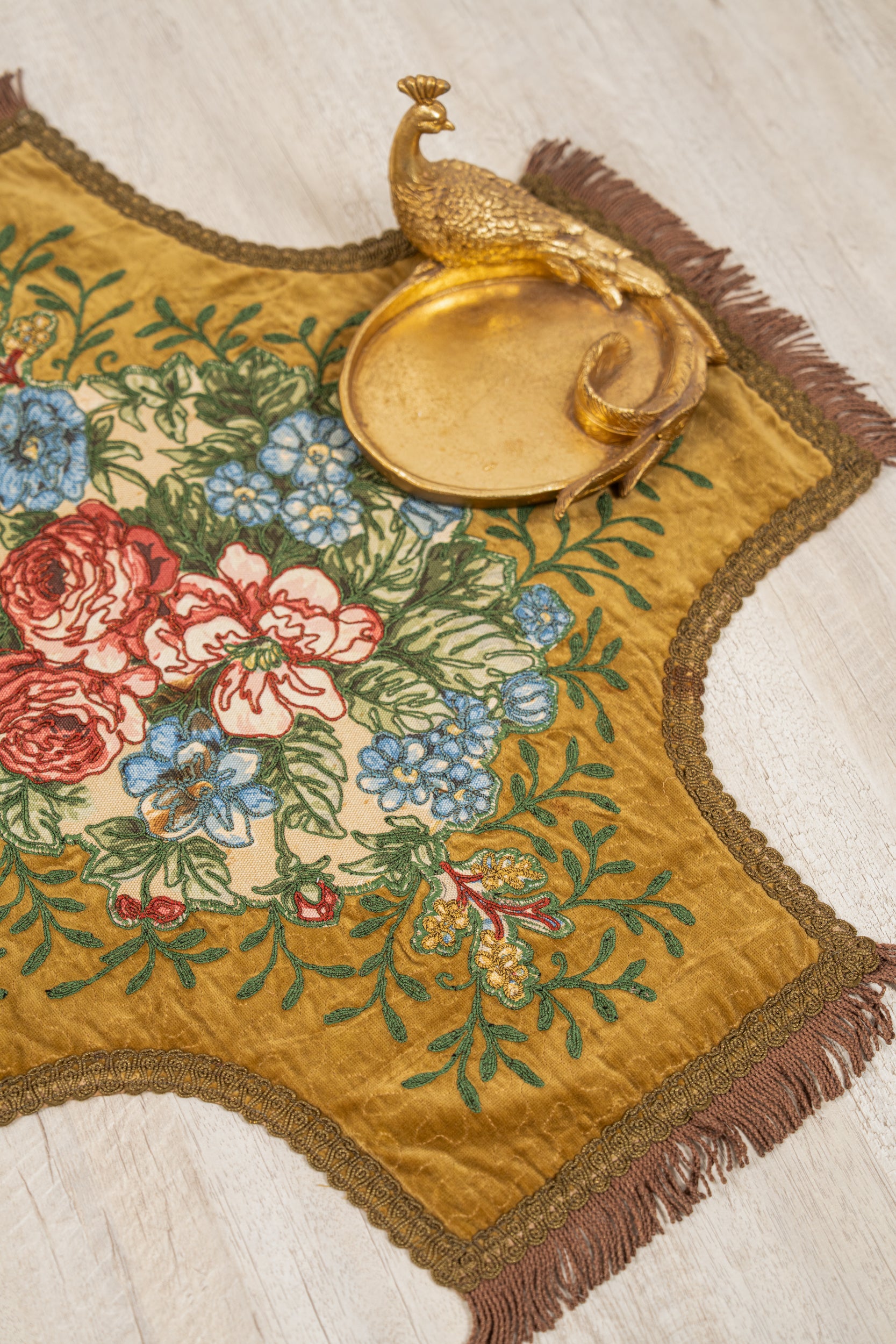 Antique Belgian ecclesiastical doily embroidery 2'1" x 2'1"